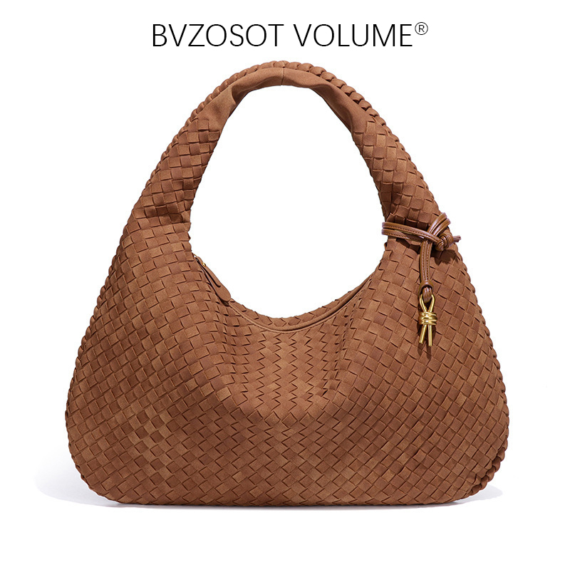 new Spring/Summer Frosted Hand - woven High - end Underarm Dumpling Bag with Large Capacity Suede Velvet Shoulder Bag