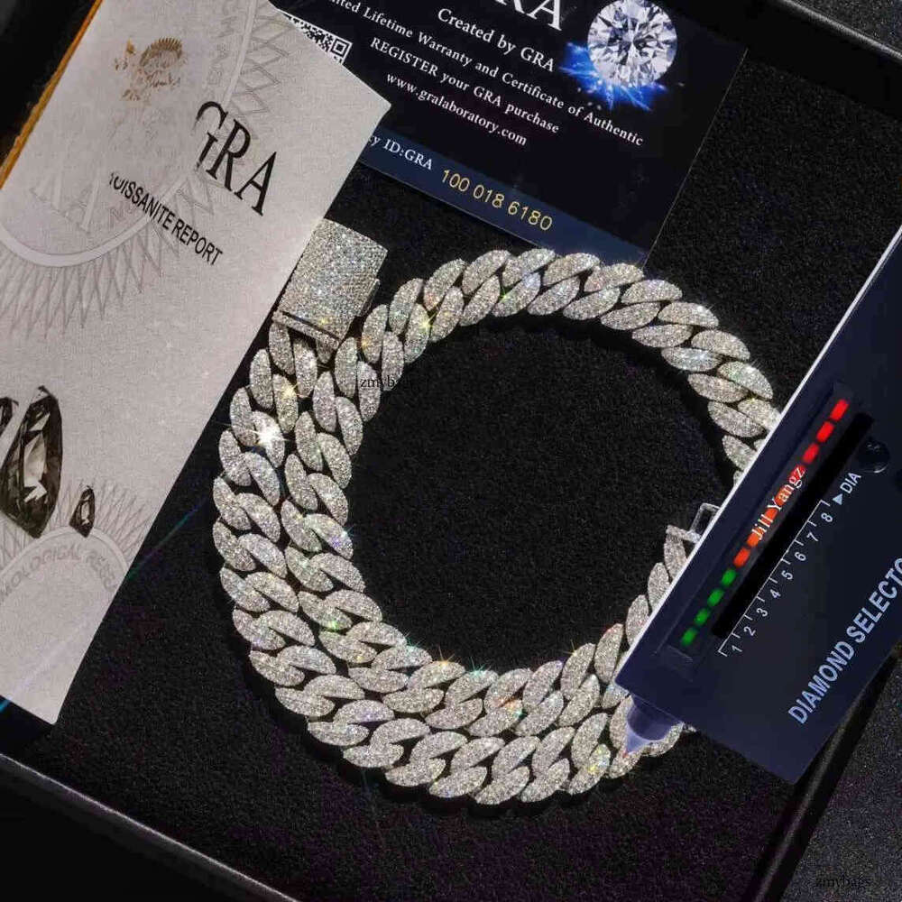 PROMOTION Bulk Production 12mm VVS Moissanite Cuban Link Soldier Chain Hip Hop Necklace Rock