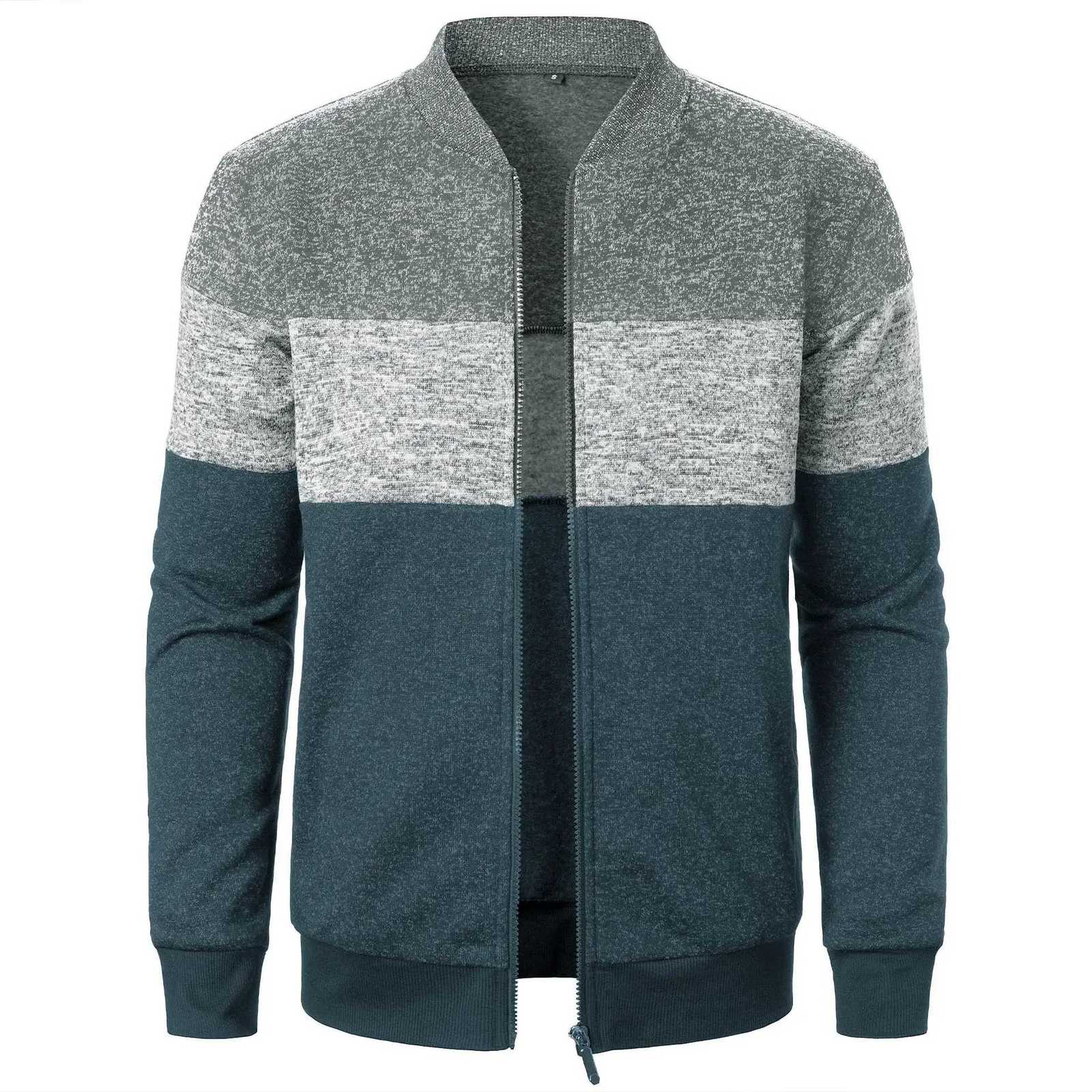 Autumn Winter Men Casual Patchwork Zip Up Long Sleeve Knitted Cardigan Sweater Coats BSD-ZW138 XJ250805
