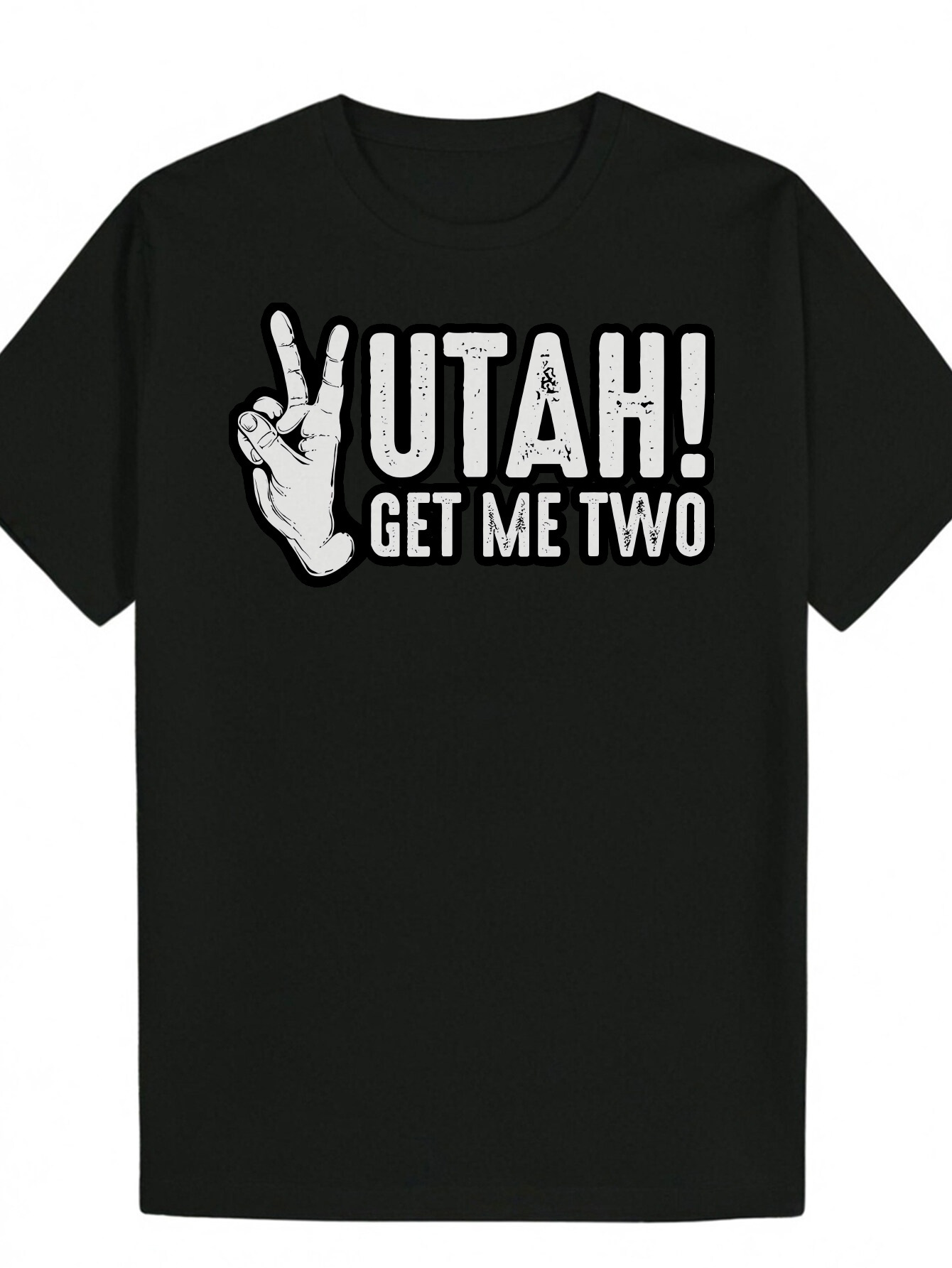 Men's Summer Round Neck Polyester Pattern T-Shirt with "UTAHGET ME TWO" Print, Lightweight and Breathable, Suitable for Casual Wear 9c6