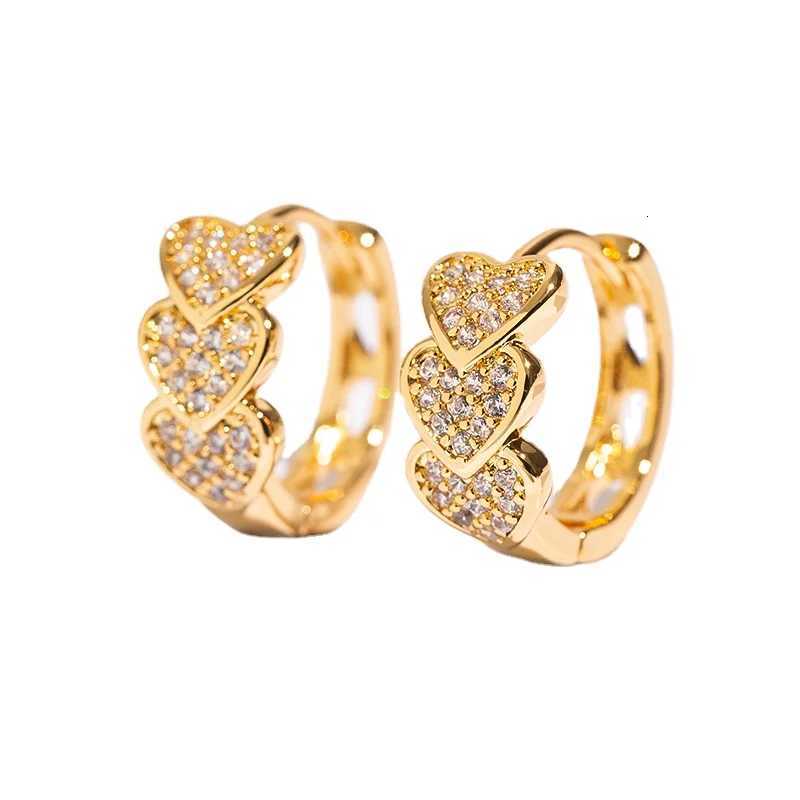 2024 Trending Stainless Steel Zircon Heart Earrings for Women Gold Color Plated Hoop Earrings Jewelry Gifts Y250804