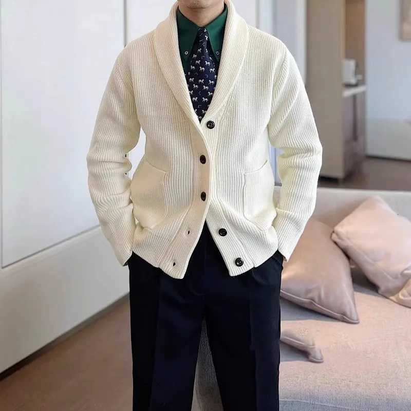 Fashion Autumn Winter Mens Long-sleeved Sweater Cardigan Pockets Turtleneck Solid Color Sweater Mens Clothing Pullovers for Men XJ250805