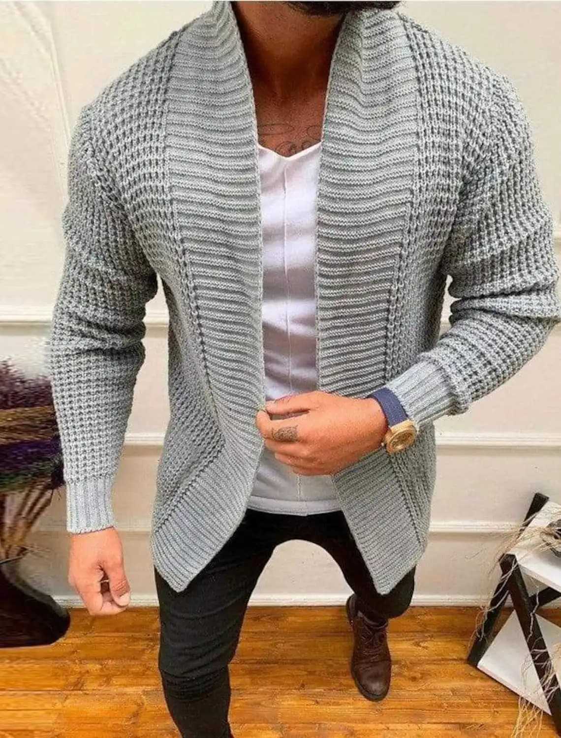 New luxury and fashionable mens outerwear fashionable and casual long sleeved solid color cardigan knitted sweater mens outerwear XJ250805