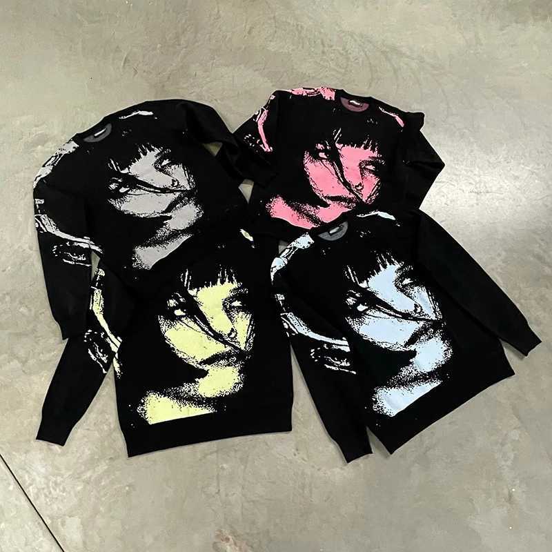 Oversized Mens Sweaters Vintage Sweatshirts Top Vintage Loose Distressed Pullovers Casual Harajuku Autumn Women Cotton Knitwear XJ250805