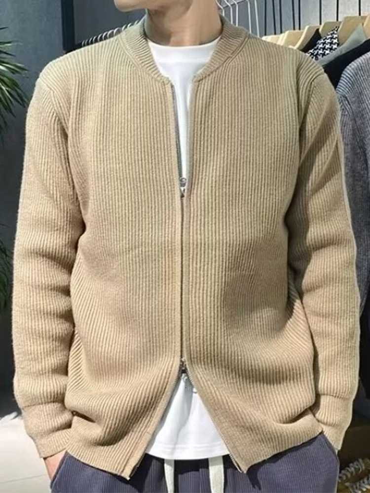Fashionable Mens Slim Knitting Jackets 2025 Autumn New Casual Solid Color Knit Coats Men Vintage O Neck Zip-Up Knitted Cardigan XJ250805