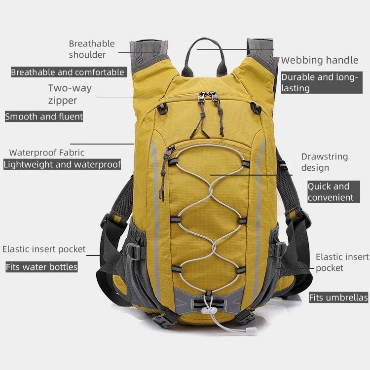Hiking Backpack 13L Water Resistant Outdoor Day Pack, Lightweight Travel Small Backpack for Men Women