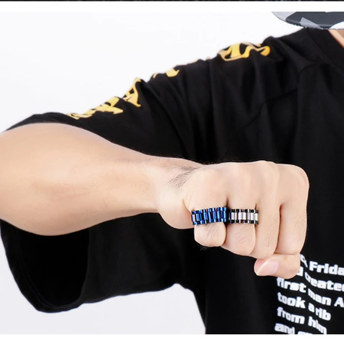 8/10mm HipHop Watch Chain Band Ring Men Women Rose Gold Color Stainless Steel Strap Watchband Style Wedding Rings Jewlery 250805