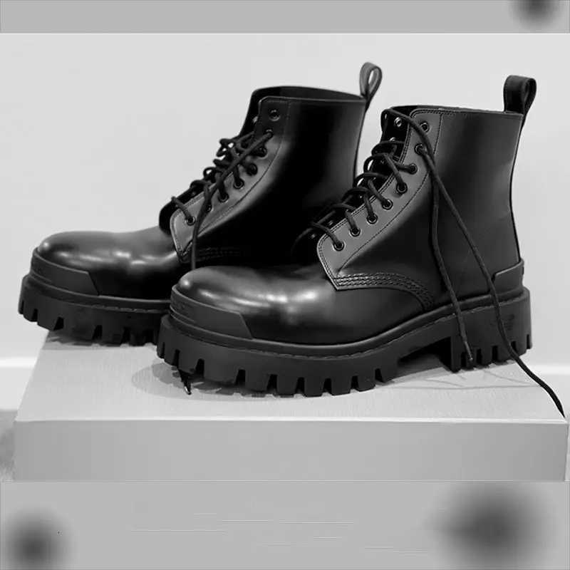 2025 New Big Derby Genuine Leather Mens Middle High Top Fion Grade Thick Bott Ins Boots Y250805