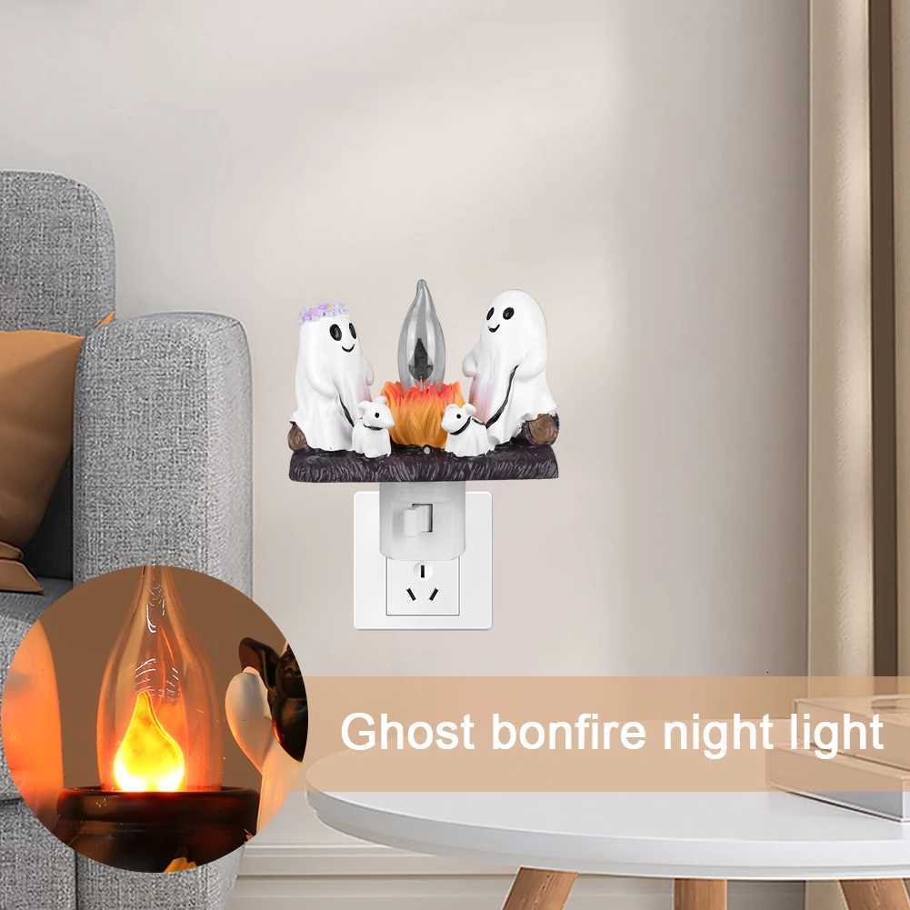 3D Resin LED Electric Faux Campfire Night Light Ghost Halloween Night Light Halloween Room Decoration XJ250804
