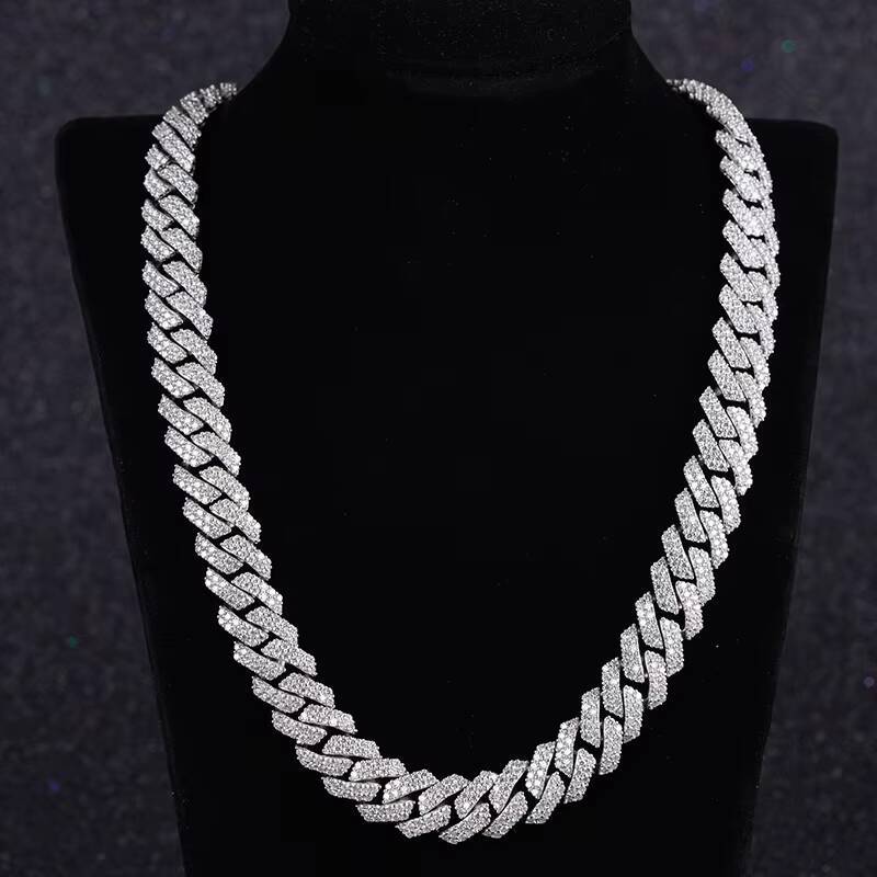 Diamond Cuban Chain S925 Sterling Silver Moissanite Cuban Link Chain Cuban Necklace