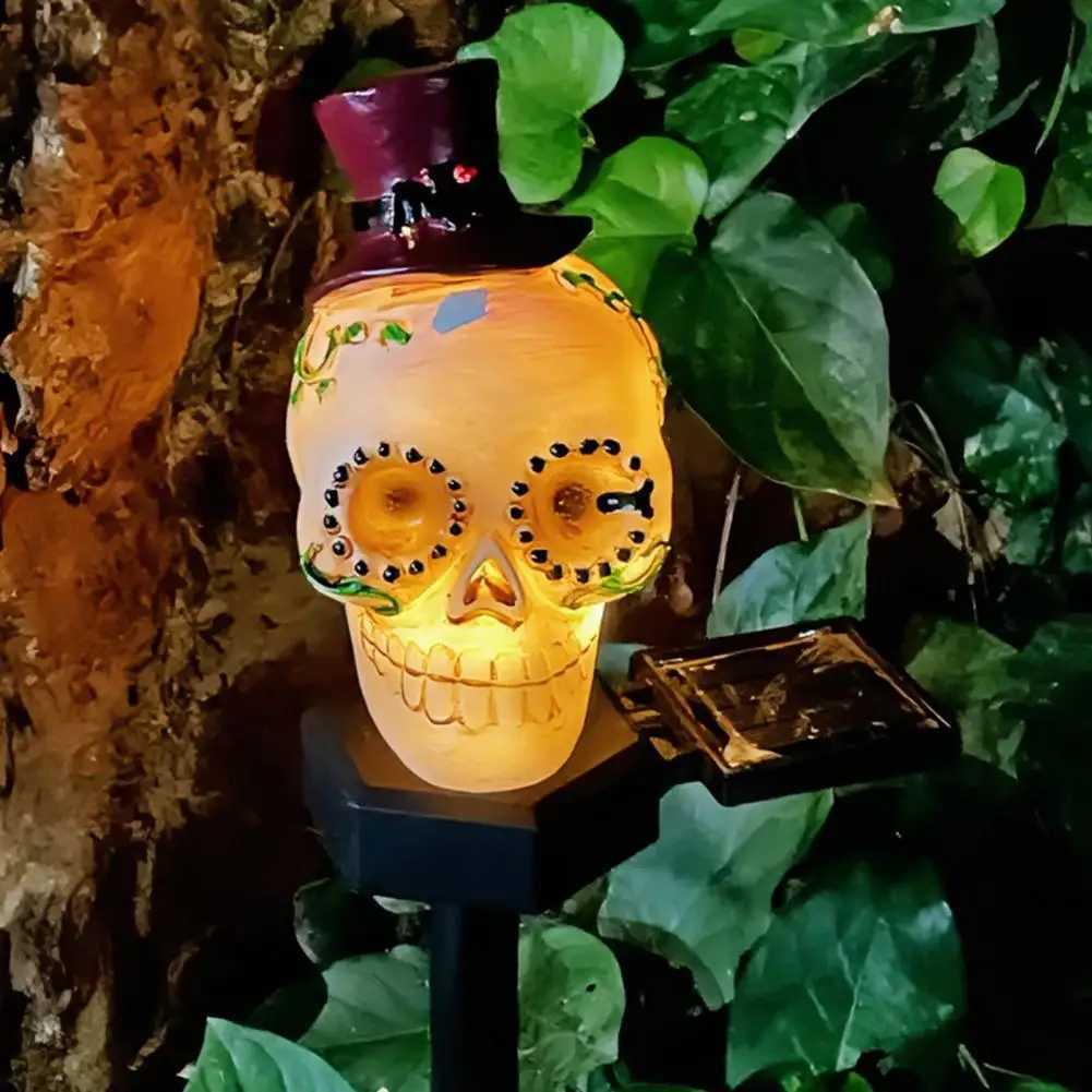 Autumn Patio Display Lights Halloween Solar Pumpkin Skull Pathway Lights for Outdoor Yard Decoration Waterproof Jack-o-lantern XJ250804