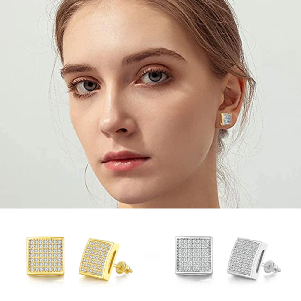 Stud Earrings with Zircon for Men Gold Color Punk Hip Hop Piercing Cartilage Earring Retro Trend Fashion Womens Jewelry OHE047 250804