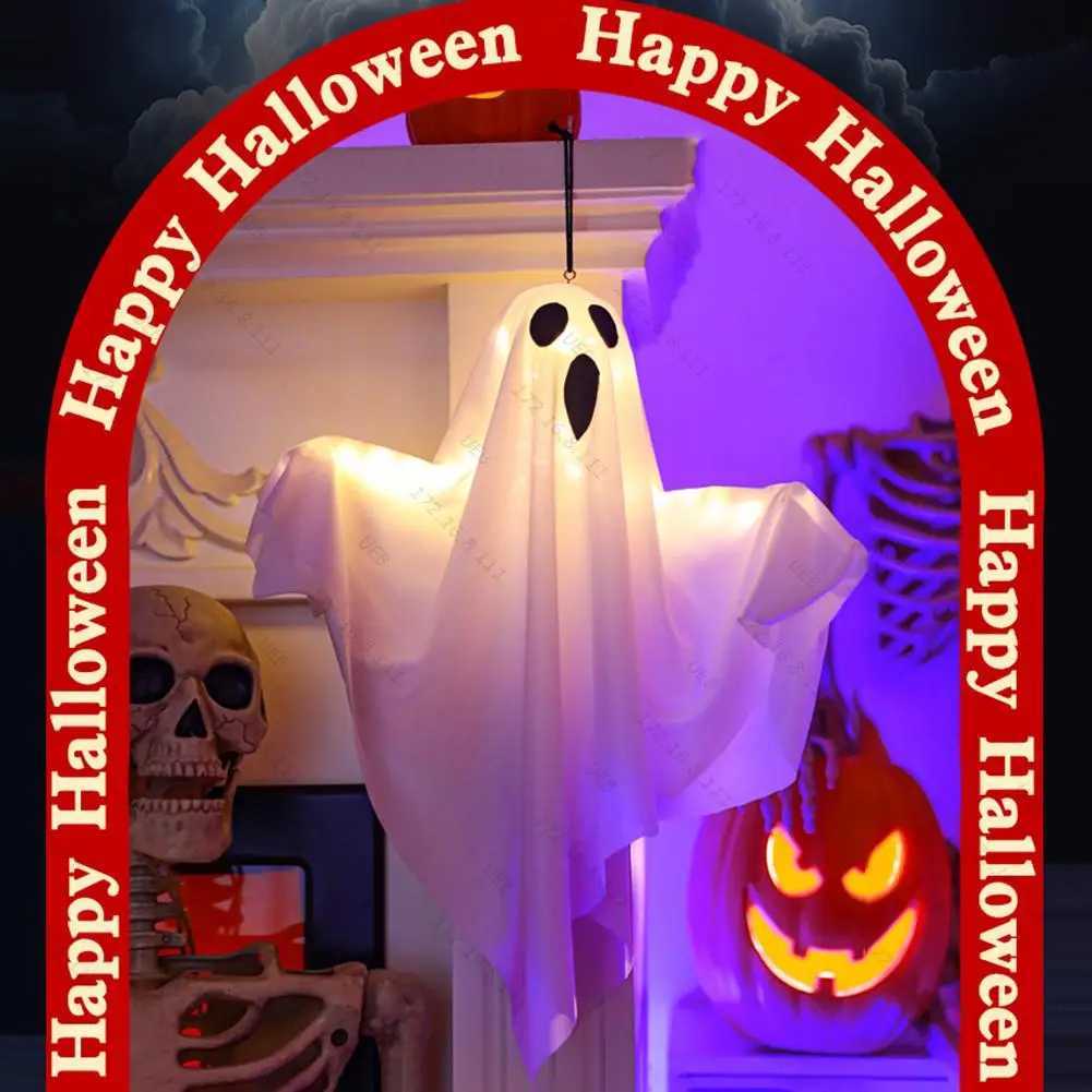 2024 Halloween Party LED Glow Ghost Home Indoor Outdoor Decoration Supplies Haunted House Bar Hanging Horror Props with Lights XJ250804