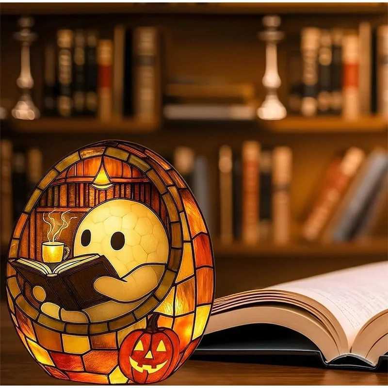 Ghost Reading Book Lamp Handmade Halloween Ghosts Reading Night Light Up Halloween Decor Ghost Flickering Nightlight For Readers XJ250804
