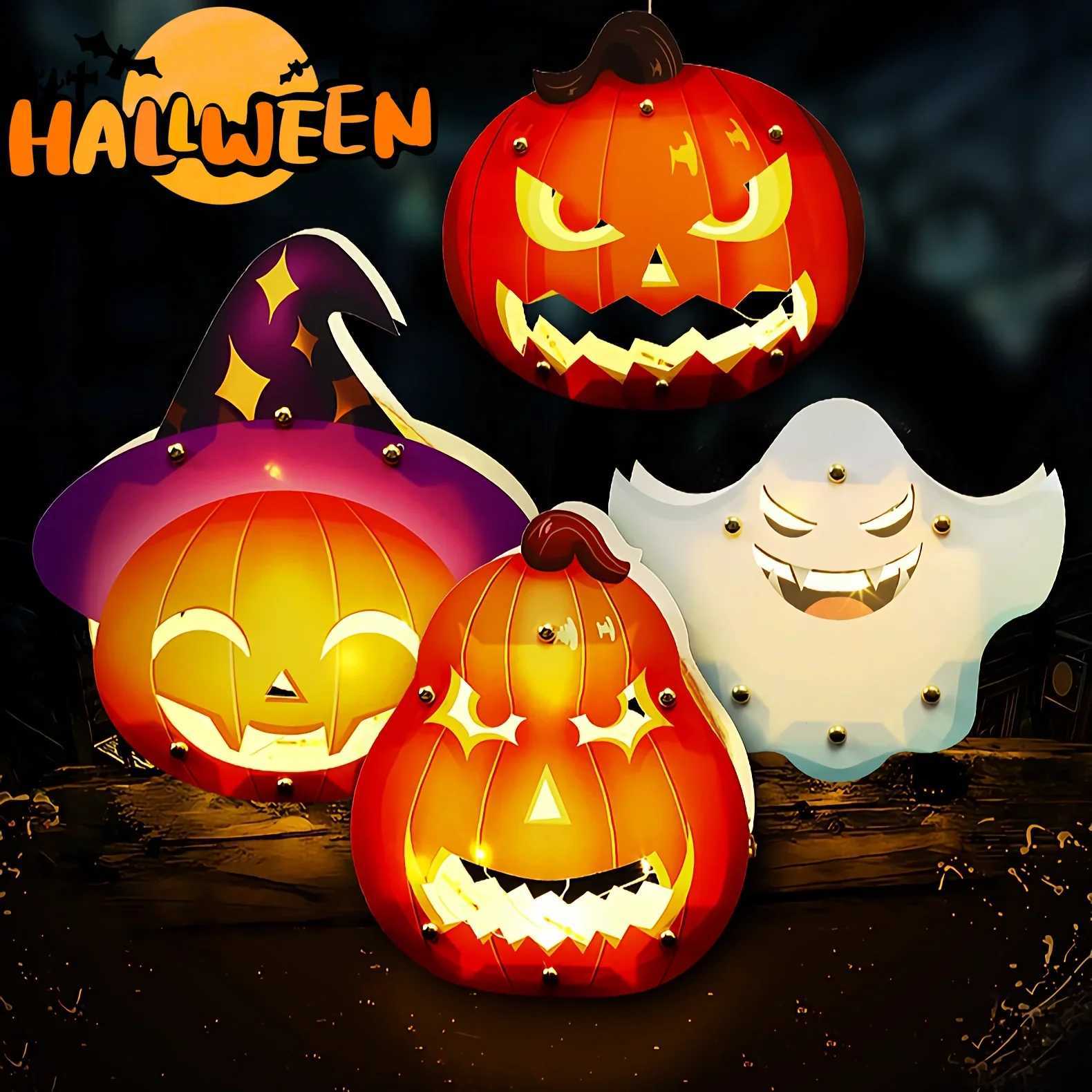 Halloween Pumpkin Light Craft Kit DIY Glowing Lantern Decorations for Kids Preschool Classroom Halloween Party Supplies XJ250804