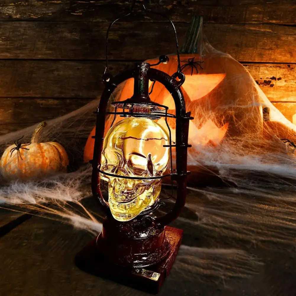Table Lamp Skull Lamp Vintage Skull Lantern Table Lamp Retro Mini Glass Desk Light Soft Glow Hanging Lantern Decoration XJ250804