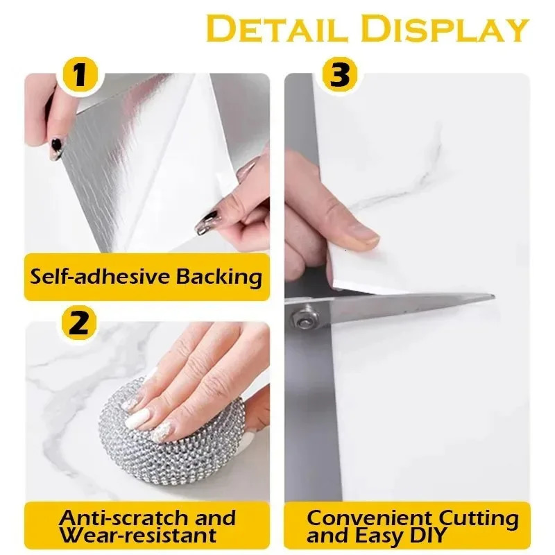 1020Pcs 30cmx60cm Selfadhesive Marble Tiles Sticker Waterproof Floor PVC Tile Kitchen Bathroom Wall Home Decor 250804
