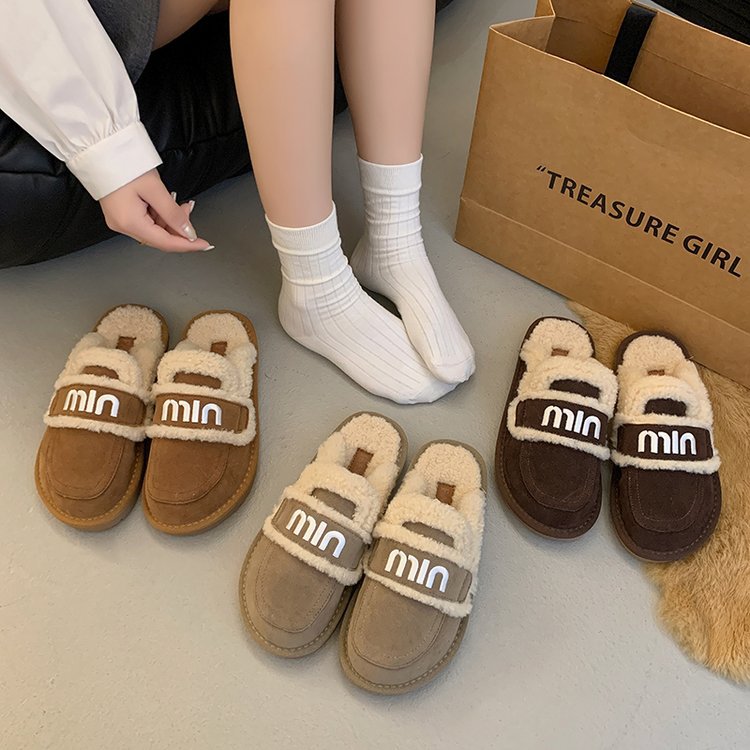 free Shipping Flat bottomed casual versatile headband with plush cotton shoes lightweight thick cotton winter women outdoor wearing woolen mop new