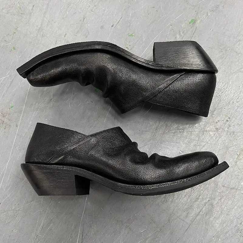 Uptur Leather One Pedal Loafer Commuter Platform Wizard Trendy Mens and Womens Height Niche Casual Derby Shoes Y250805