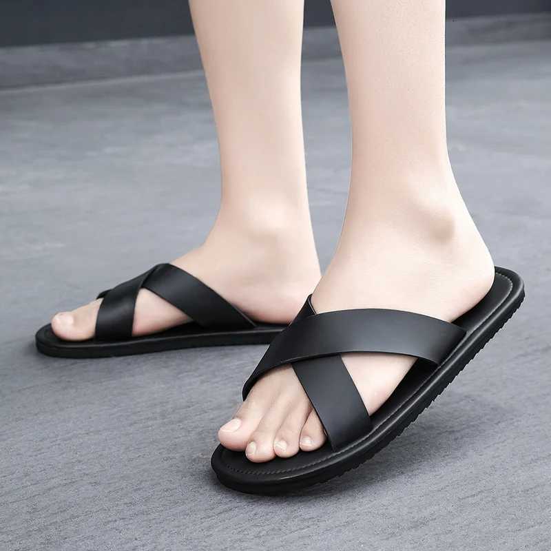 Mens concise lightweight casual slippers for summer outdoor with soft sole comfort flat sole sandals beach shoes fashion trend sandals W250805