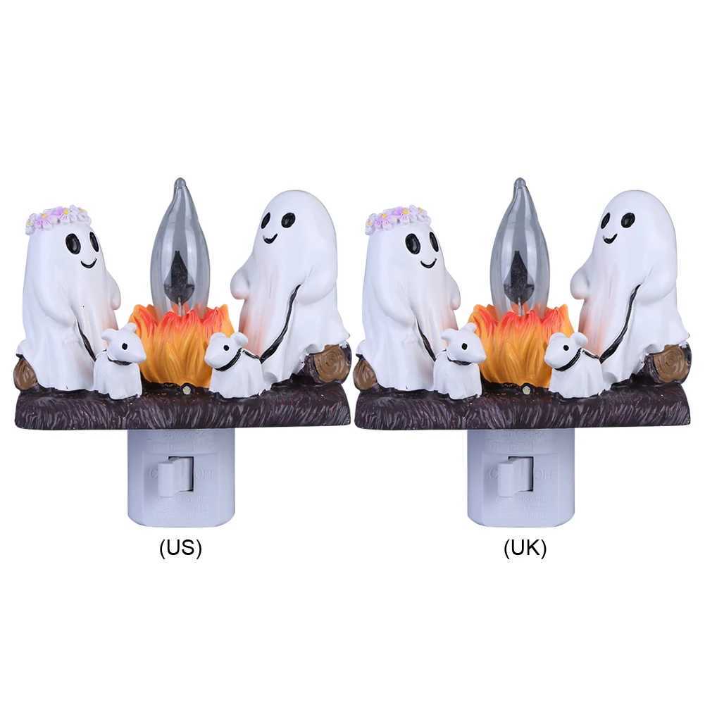 3D Resin LED Electric Faux Campfire Night Light Ghost Halloween Night Light Halloween Room Decoration XJ250804