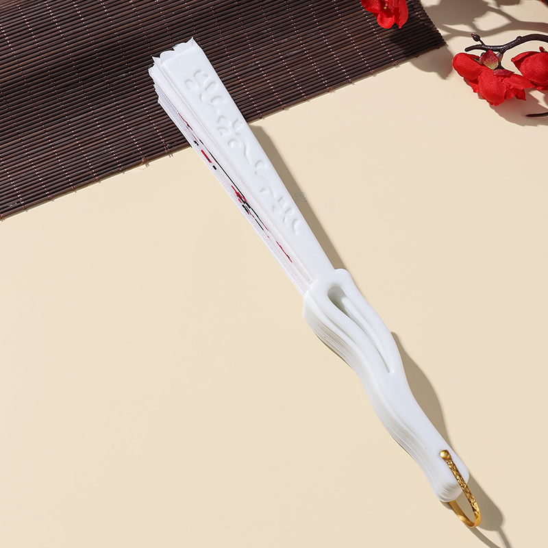Handmade Chinese Folding Fan, Bamboo/Plum Blossom Motif, Retro Decor Fan for Home & Collection