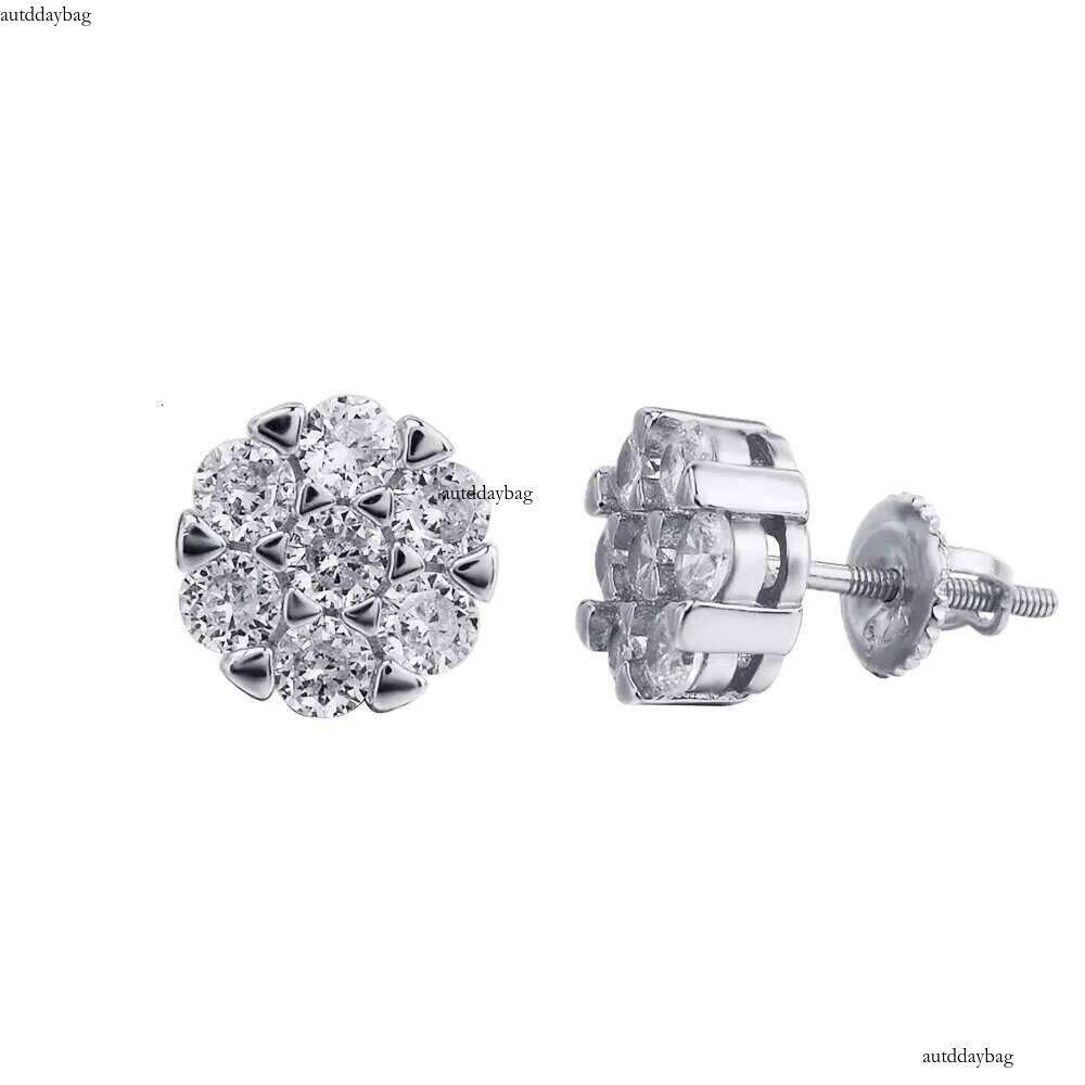 Wholesale Price High Quality Original Fine Jewelry Cubic Zircon Dia Gold Plated Sier Flower Stud Earrings for Men