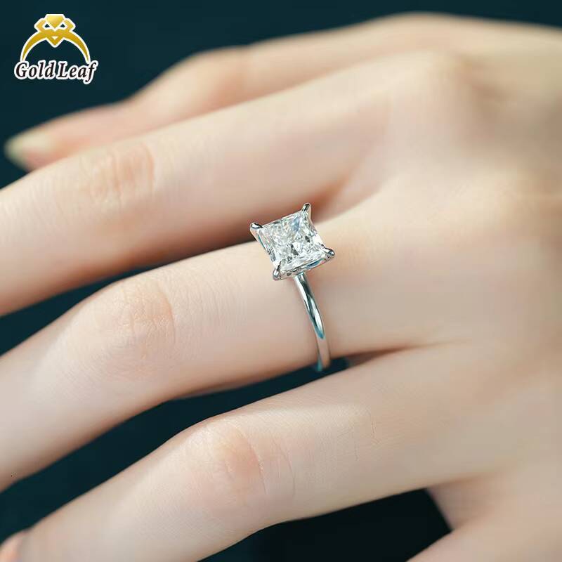 Goldleaf Custom Made 14K 18K White Gold Lab Grown Diamond Ring D VVS Princess Cut 1CT 2CT 3CT Customizable Lab Diamond Ring