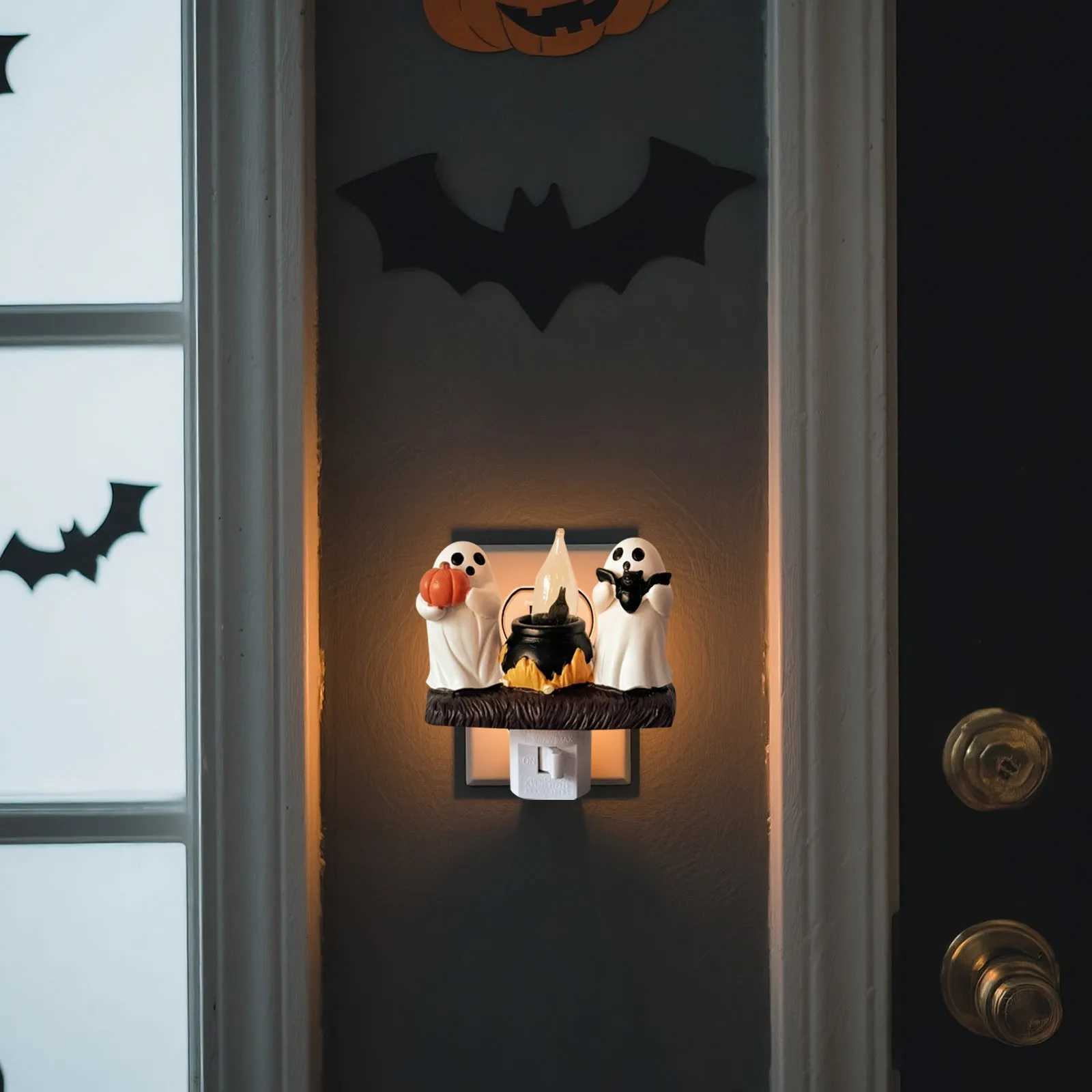 Halloween Night Light Ghost Decor Plug-in Wall Lamp Spooky Room Decorations Kids Bedside Light Holiday Party Accessory XJ250804