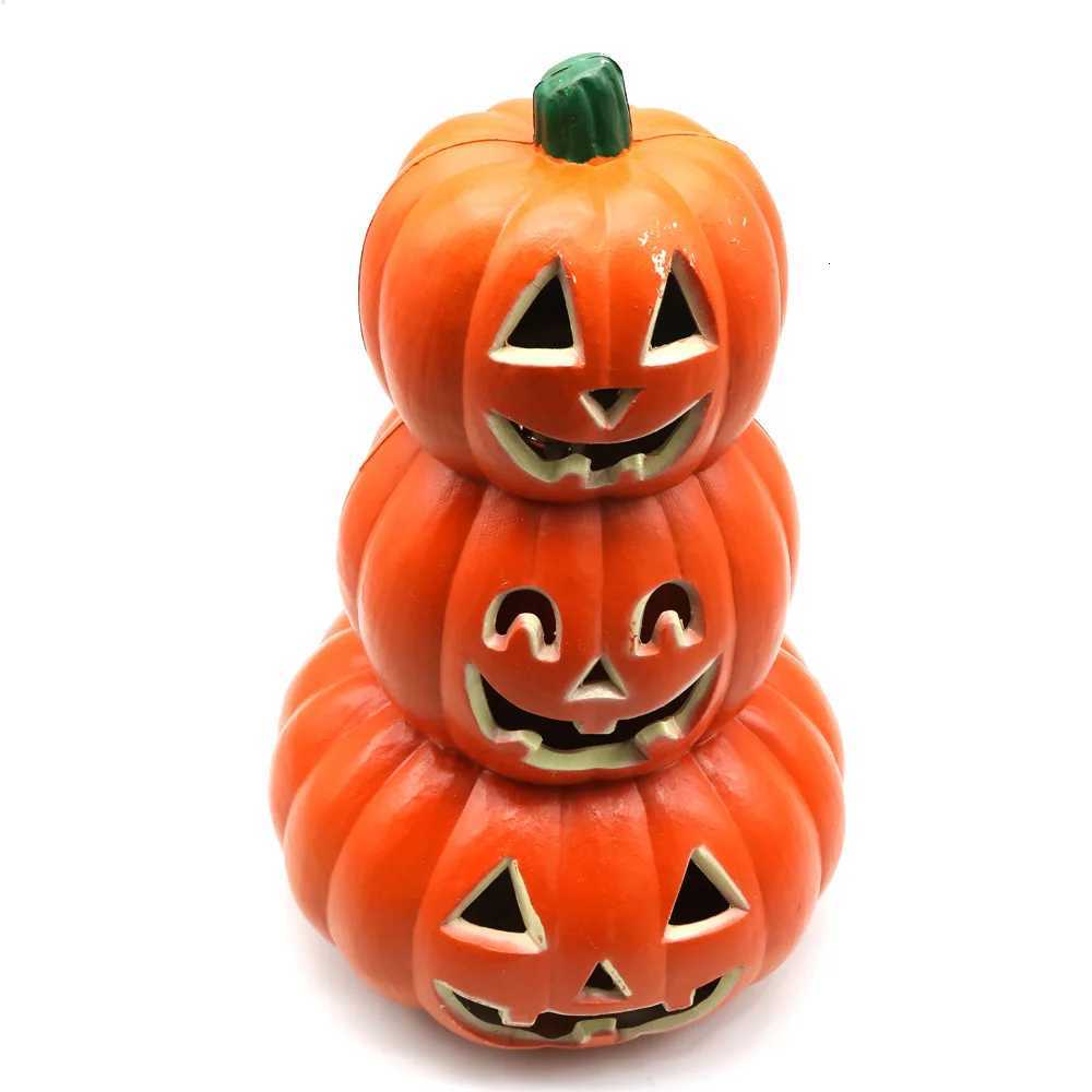 3 Tiers Halloween LED Pumpkin Lantern Jack O Lantern Glowing Pumpkin Decor Lighted Stacked Pumpkin Halloween Pumpkin Decorations XJ250804