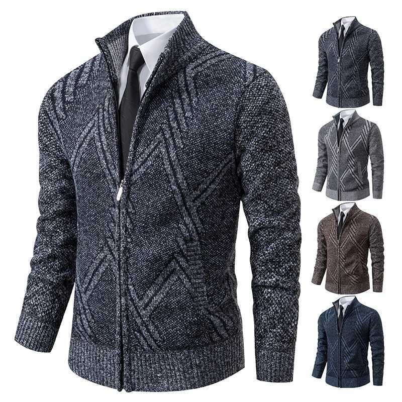 Spring Autumn Knit Cardigan Men Sweater Coat Men Clothes Brown Gray Brand Male Knitting Jackets XJ250805