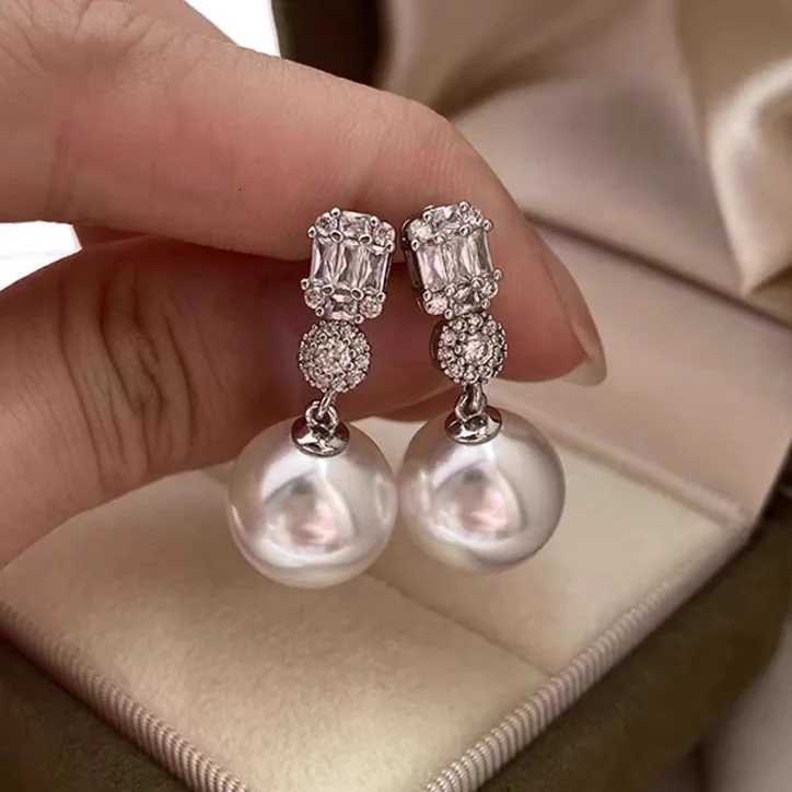 925 Sterling Silver Zircon Pearl Geometric Stud/Clip Earrings for Women Classic Fine Jewelry Minimalist Accessories Y250804