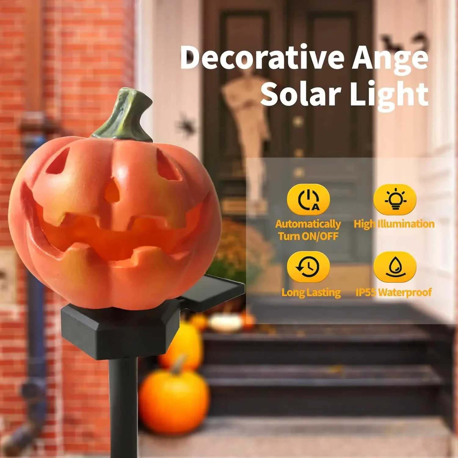Halloween Pumpkin Candle Pathway Solar Lights Crow Yard Stake Lamp for Garden Yard Lawn Pathway Home Party Decoration WaterproofXJ250804