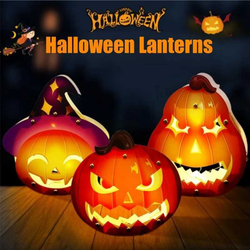 Halloween Pumpkin Light Craft Kit DIY Glowing Lantern Decorations for Kids Preschool Classroom Halloween Party Supplies XJ250804