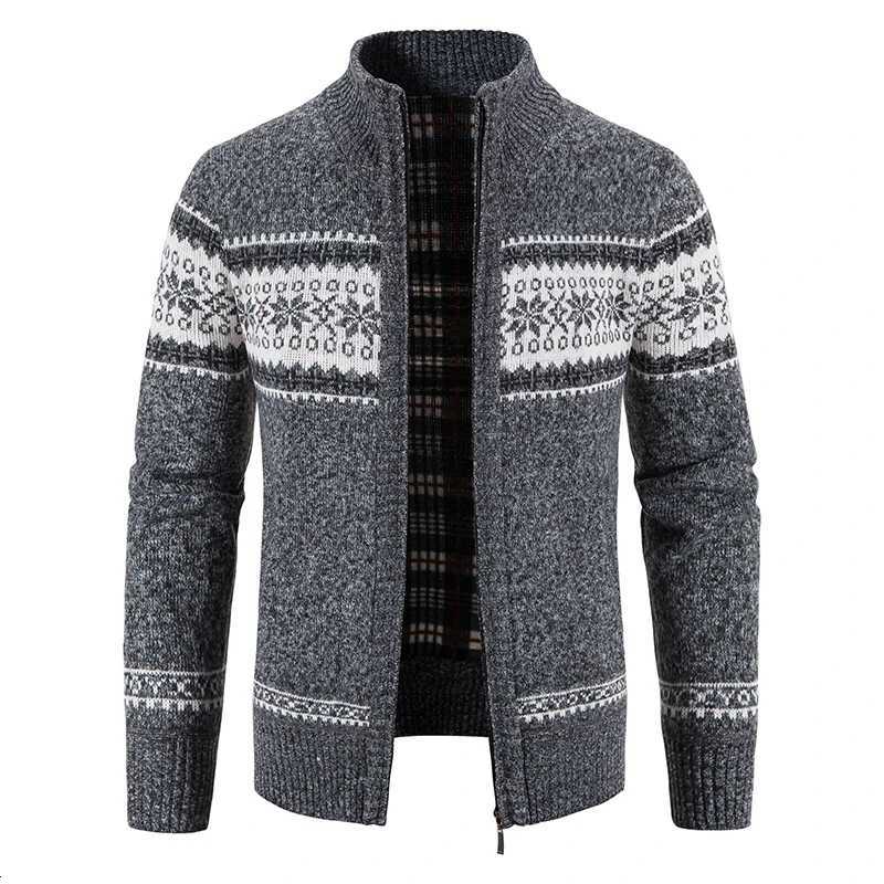 Mens Knit Cardigan Christmas Fleece Sweater Coat Fashion Casual Jacket High Quality Male Wool Cashmere Clothing XJ250805