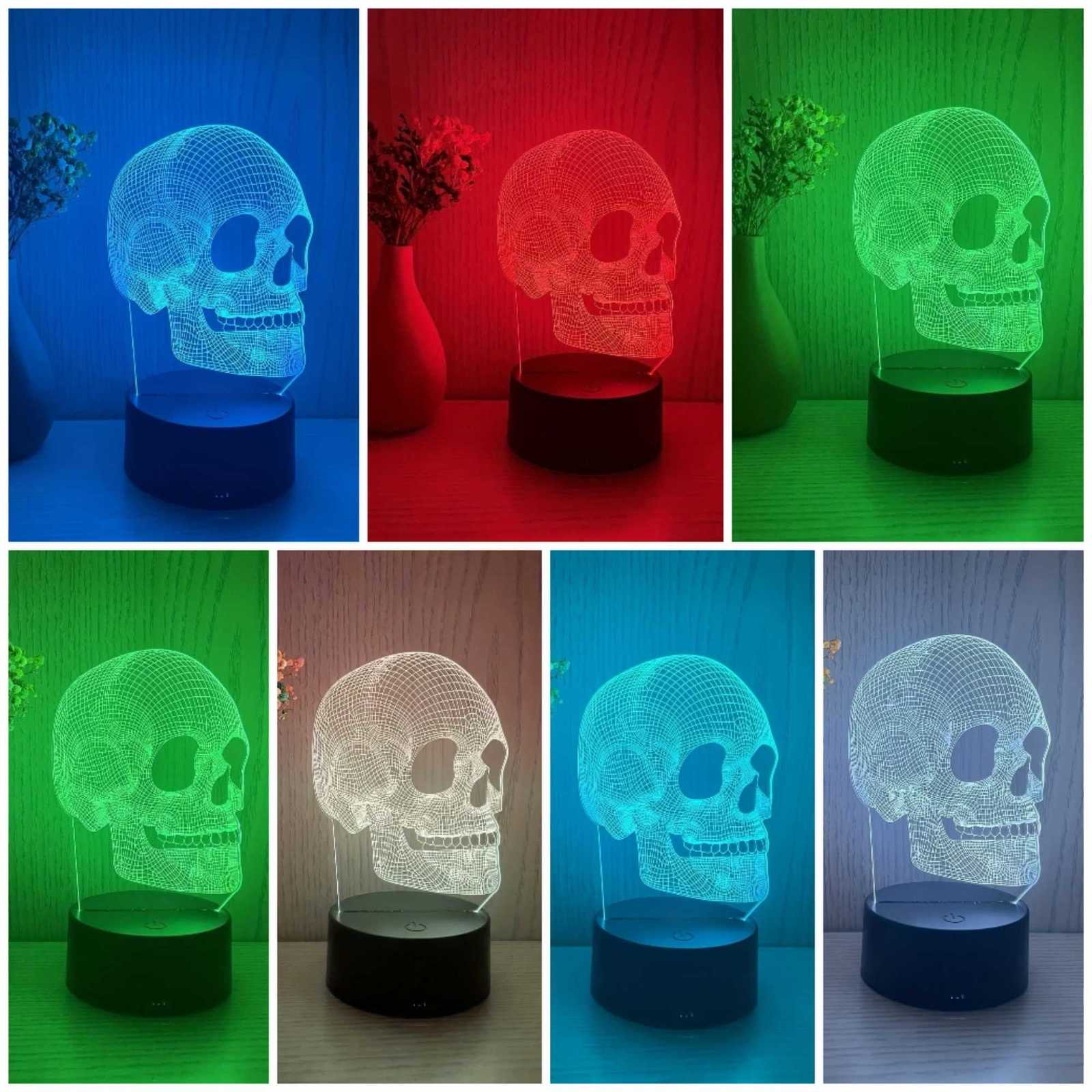 Creative USB Night Light with Skull Main Image Halloween Holiday Gift for Friends Atmosphere Decorative Light XJ250804