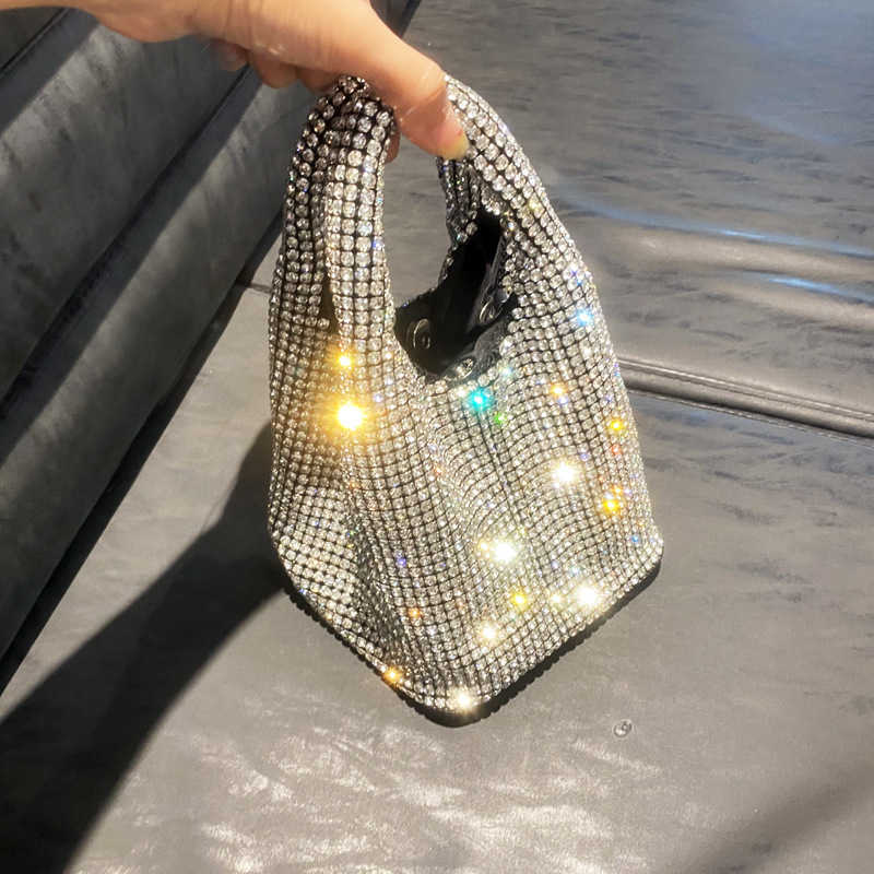 Free shipping designer bags Evening Bags Women s with Rhinestones Handheld Bucket Bag Single Shoulder Crossbody Chain Small Handbag 250805