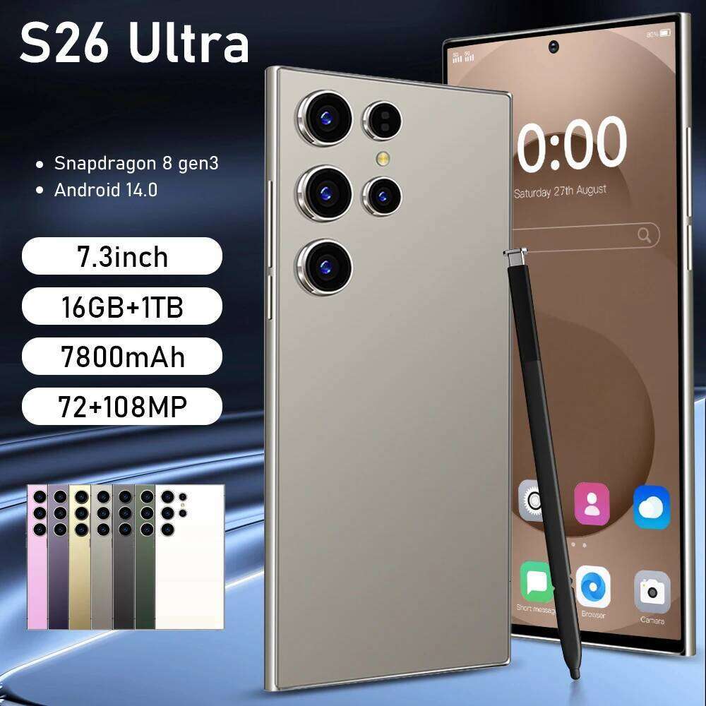 2025 HOT S26 Ultra 7.3HD Global Edition Original Smart Dual Card 7800mAh Battery Facial 5G card dual standby Android 14