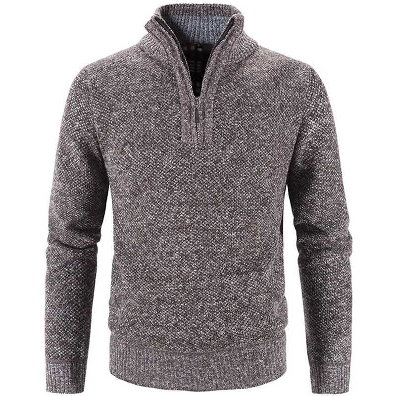 Mens Fall and Winter Models Knitted Sweater Stand-Up Collar Simple Loose Padded Thickened Sweater Jacket XJ250805