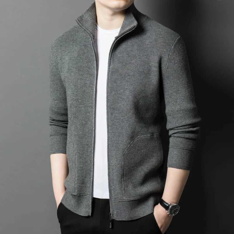 Solid Color Long-sleeved Stretch Cardigan for Men Daily Casual Warm Sweater. Fall Jacket M-4XL XJ250805