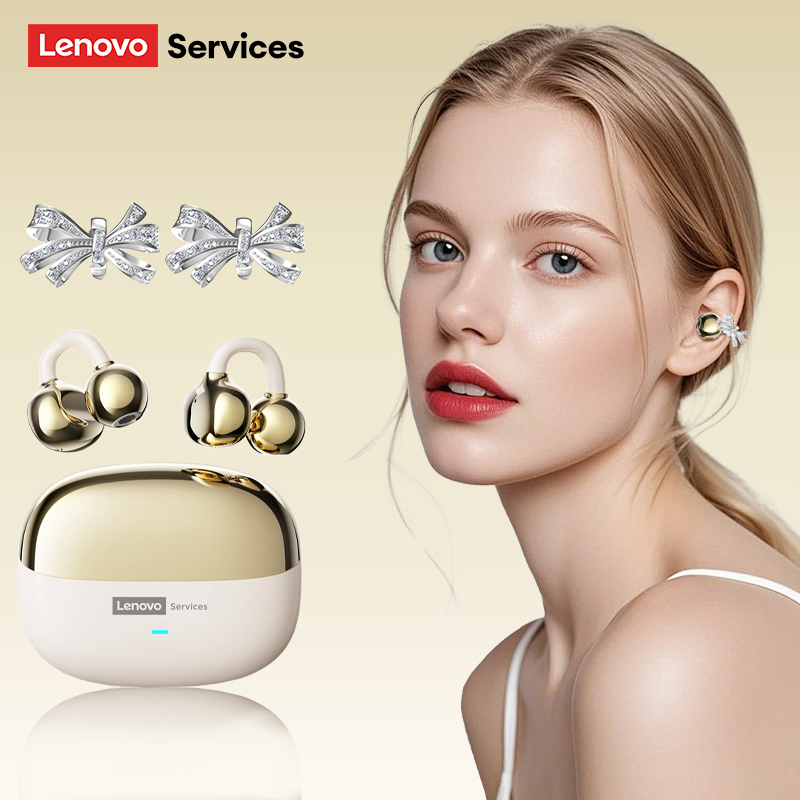 LenovoServices Fashion design Headphones Clip on Wireless Bluetooth 6.0 Earphones Long Battery Life Sports HIFI Stereo IPX4 waterproof LE302