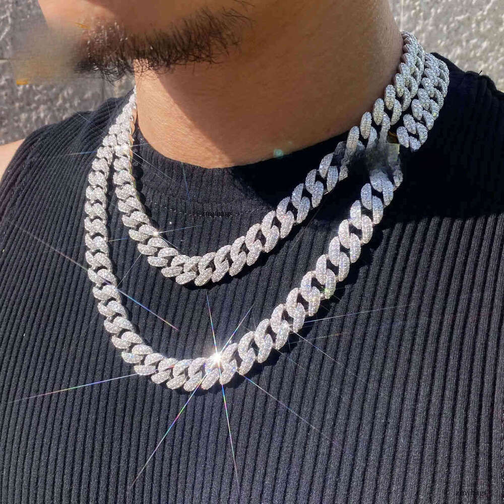 PROMOTION Bulk Production 12mm VVS Moissanite Cuban Link Soldier Chain Hip Hop Necklace Rock