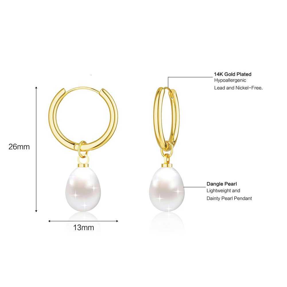 Trendy 14k Gold Plated Pearl Dangle Drop Hoop Huggies Earrings Cubic Zirconia Irregular Knot Pearl Studs Hypoallergenic Earrings Y250804