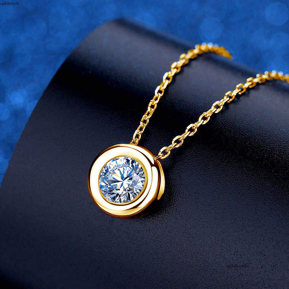 AU750 Real Gold Moissanite Dia Necklace Fine Jewelry For Woman Wedding Proposal Gift Present