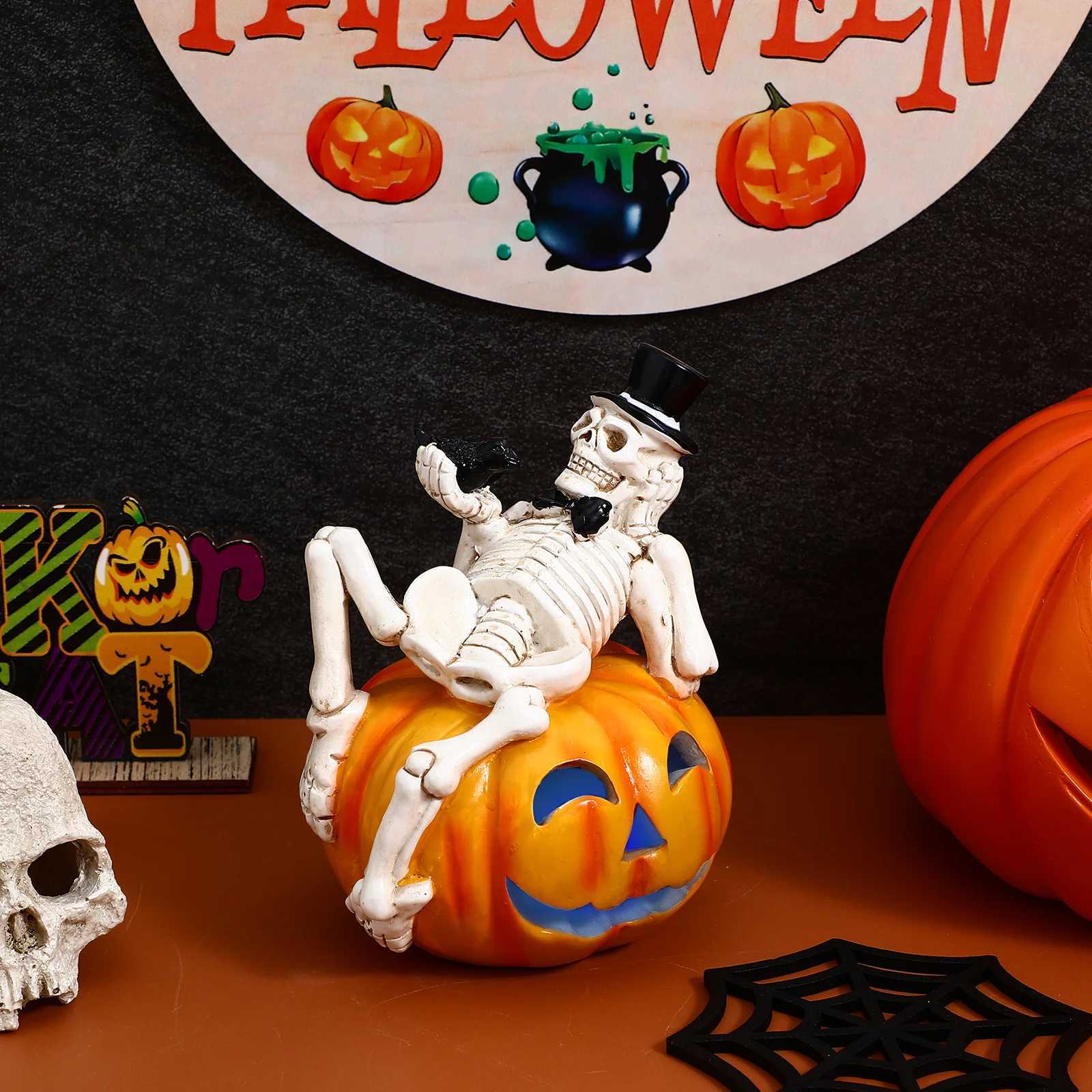 Pumpkin Lantern Decoration Halloween Light Decorations Lights Table Figurines Mini XJ250804