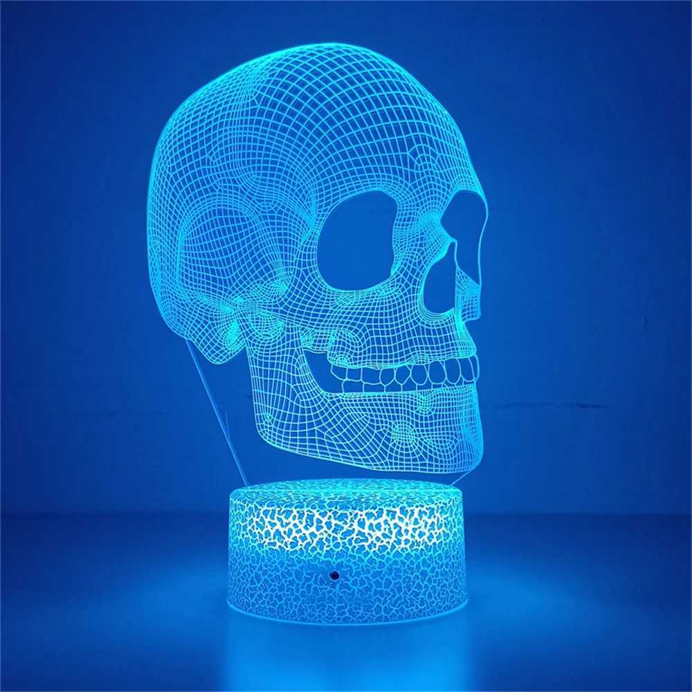 3D Skeleton Illusion Lamp LED Desk Table Lamp Skull Night Light Best Christmas Halloween Birthday Gift for Children Baby Boys XJ250804