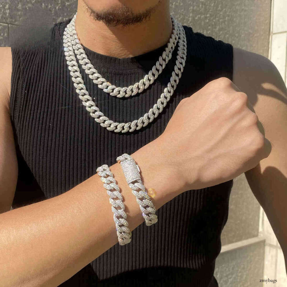 PROMOTION Bulk Production 12mm VVS Moissanite Cuban Link Soldier Chain Hip Hop Necklace Rock