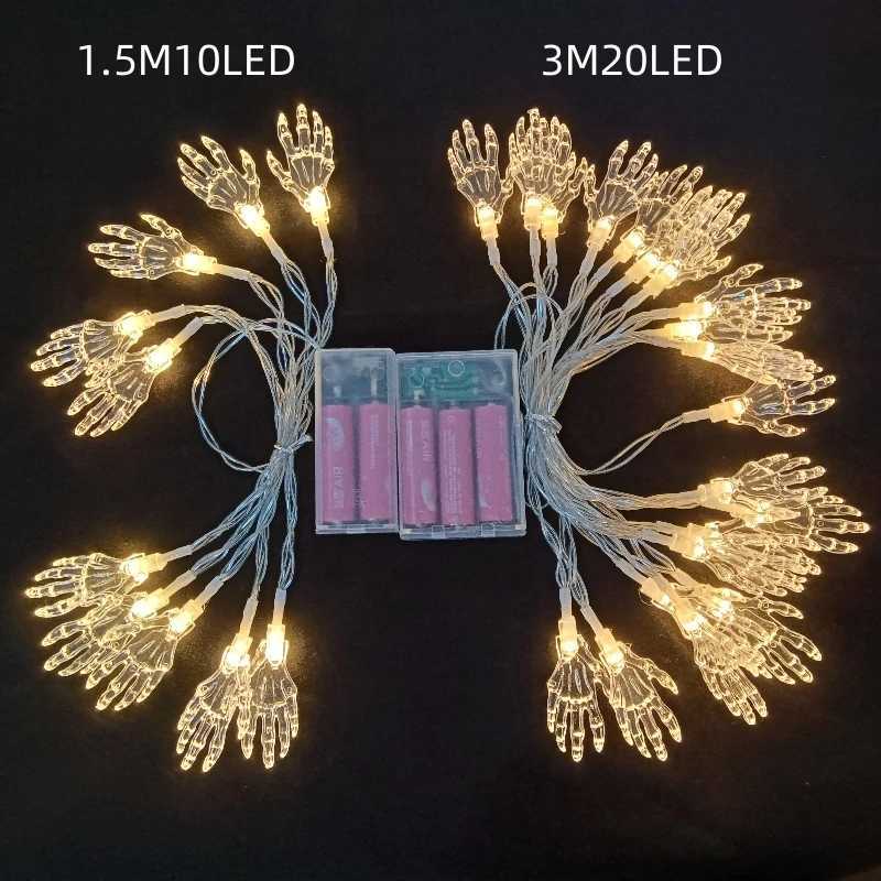 1PC Halloween LED Ghost Claw String Lights Horror Decoration Lamp Battery Powered Hanging Lights for Festive Party Haunted House XJ250804