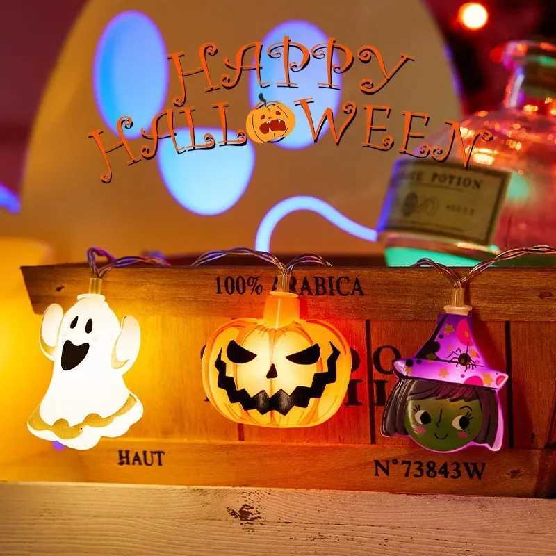 2025 Halloween Party LED String Lights Ghost Pumpkin Cat Spider Web Decor Night Light Halloween Indoor Outdoor Decoration Props XJ250804