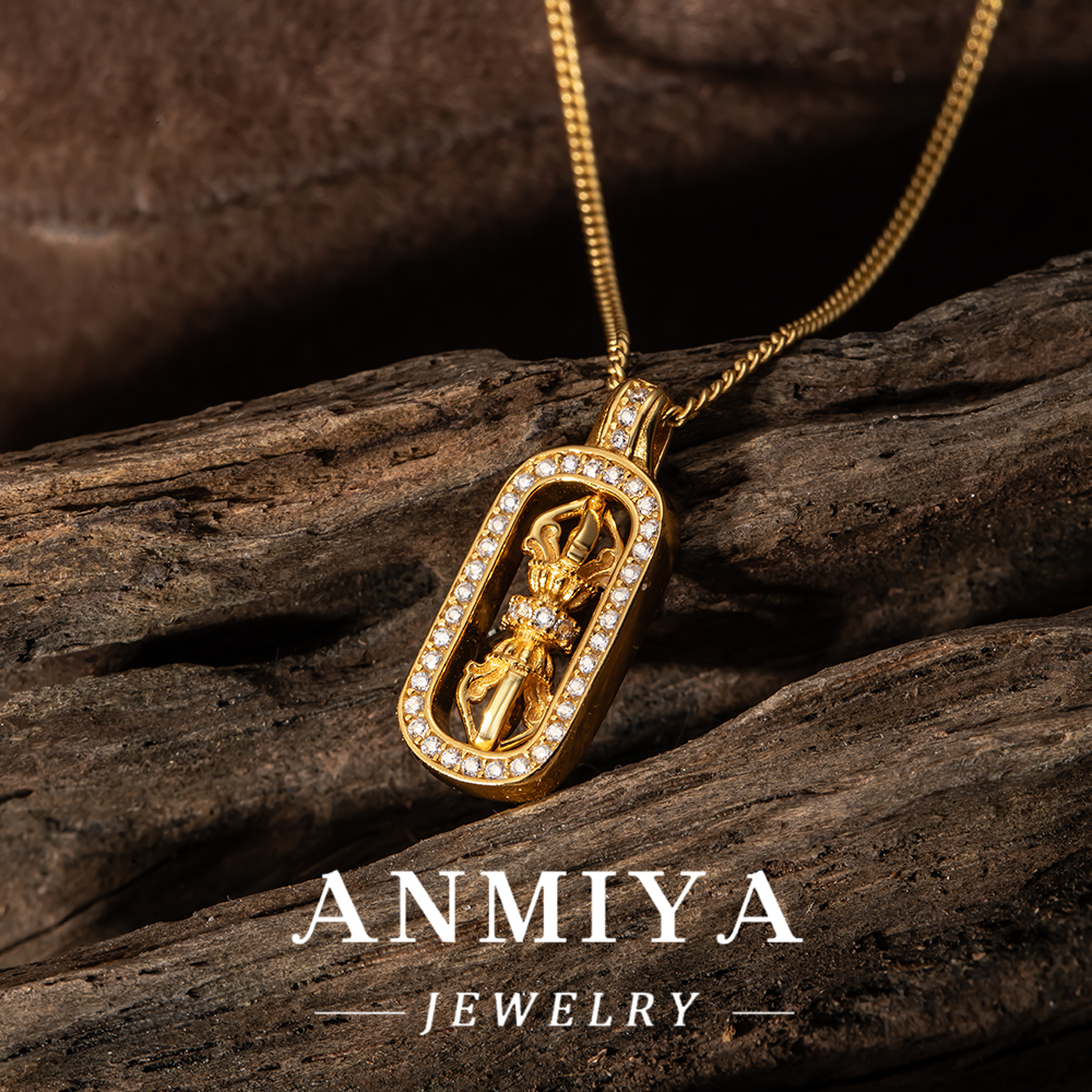 Custom Formal 925 Sterling Silver Vajra Pendant Necklace 18K Gold Plated Spiritual Jewelry With Elegant Design for Women